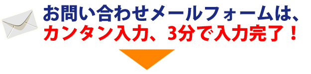 お問い合わせメールフォームはカンタン入力、３分で入力完了！