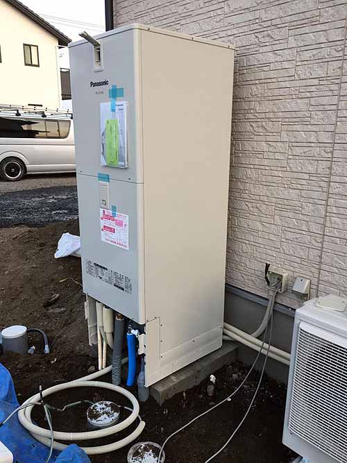 エコキュート設置と外部排水工事|宇都宮市S様邸(2017.3.30)