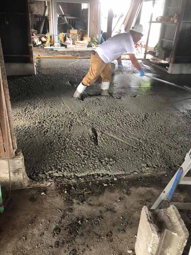 倉庫の床のコンクリート仕上げ工事|栃木県日光市S様邸(2019.08.05)