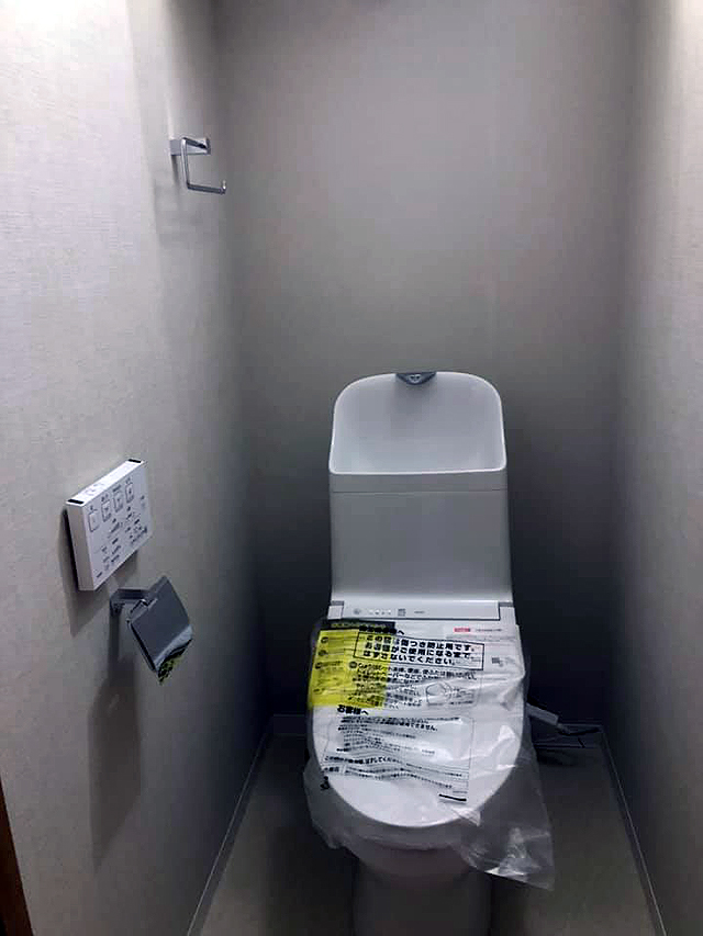 マンションリフォームに伴う洗濯機パン設置、洗面台設置、トイレ設置工事|宇都宮市内マンション(2020.12.25)