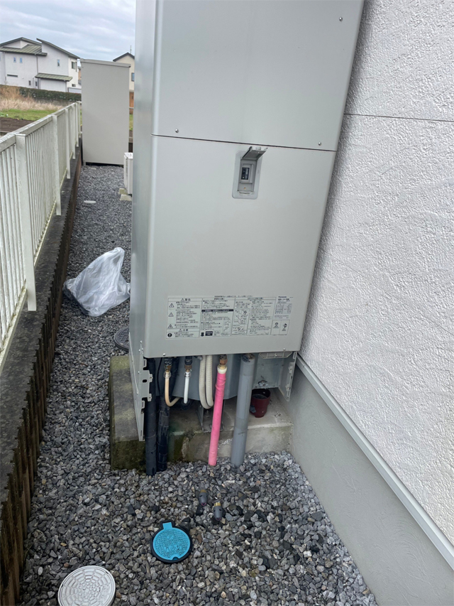 エコキュートの外部配管からの水漏れ修理工事|佐野市B様邸(2022.12.06)