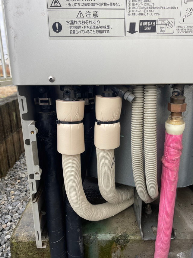 エコキュートの外部配管からの水漏れ修理工事|佐野市B様邸(2022.12.06)